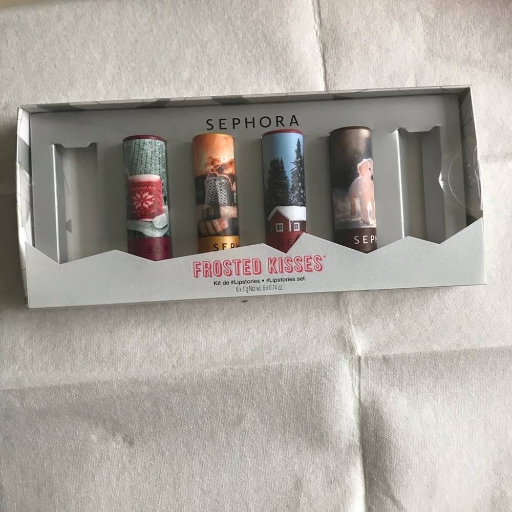 Sephora NEW 4 Frosted Kisses Lipstick Gift Set Limited Edition Lip Gloss Box